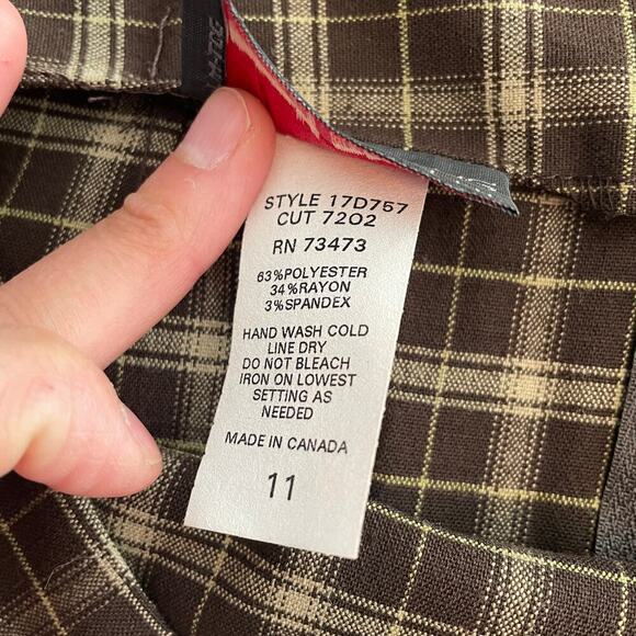 NWT Vintage Tracy Evans Plaid Schoolgirl 90s Y2K Mini Skirt 11 Large Brown Tan - Picture 5 of 12